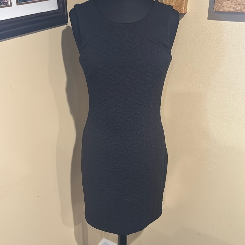 Amanda Uprichard Black Fitted‎ Quilted Mini Dress
